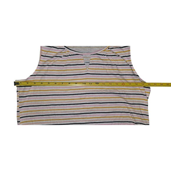 St. Johns Bay Womens Large Multi-Stripe Sleeveless Cotton Top - Picture 6 of 7